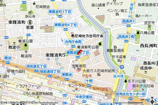 尼崎難波店付近の地図